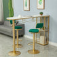 Glam Gold Iron Bar Table Faux Marble White Top Specialty 41.3"H Bistro Table 70.9"L x 15.7"W x 41.3"H Without Chairs Clearhalo 'Bar Furniture' 'Bar Tables' 'bar_tables' 'furn' 'furn_bar_tables' 'Furniture' 'furniture_bar_tables' 'Kitchen & Dining Furniture' 4416588