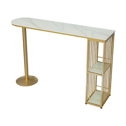 Glam Gold Iron Bar Table Faux Marble White Top Specialty 41.3"H Bistro Table Without Chairs Clearhalo 'Bar Furniture' 'Bar Tables' 'bar_tables' 'furn' 'furn_bar_tables' 'Furniture' 'furniture_bar_tables' 'Kitchen & Dining Furniture' 4416592