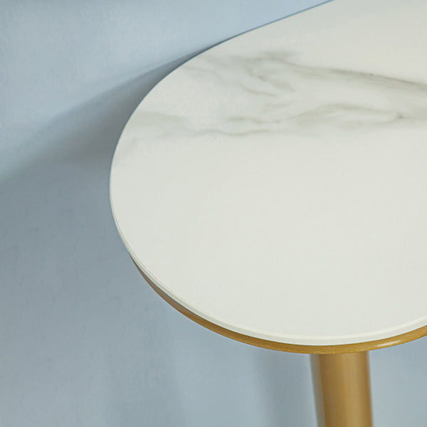 Glam Gold Iron Bar Table Faux Marble White Top Specialty 41.3"H Bistro Table Clearhalo 'Bar Furniture' 'Bar Tables' 'bar_tables' 'furn' 'furn_bar_tables' 'Furniture' 'furniture_bar_tables' 'Kitchen & Dining Furniture' 4416594