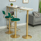 Glam Gold Iron Bar Table Faux Marble White Top Specialty 41.3"H Bistro Table Clearhalo 'Bar Furniture' 'Bar Tables' 'bar_tables' 'furn' 'furn_bar_tables' 'Furniture' 'furniture_bar_tables' 'Kitchen & Dining Furniture' 4416597