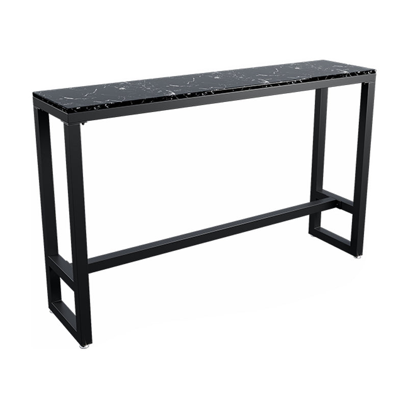 Industrial Black Iron Bar Table Marble Rectangle Top 41.3"H Bistro Table, Only Table Black Without Chairs Clearhalo 'Bar Furniture' 'Bar Tables' 'bar_tables' 'furn' 'furn_bar_tables' 'Furniture' 'furniture_bar_tables' 'Kitchen & Dining Furniture' 4416608