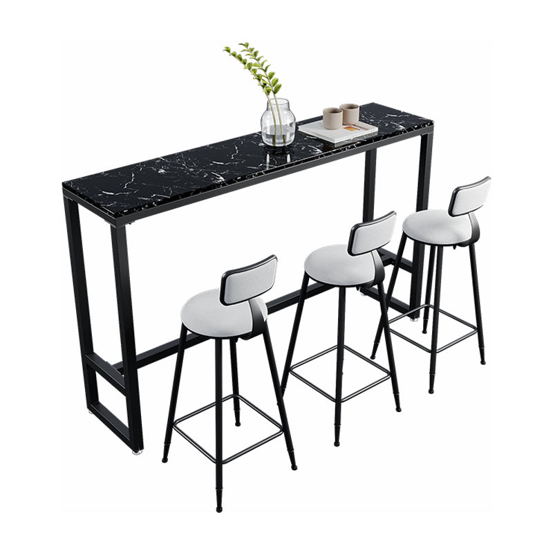 Industrial Black Iron Bar Table Marble Rectangle Top 41.3"H Bistro Table, Only Table Clearhalo 'Bar Furniture' 'Bar Tables' 'bar_tables' 'furn' 'furn_bar_tables' 'Furniture' 'furniture_bar_tables' 'Kitchen & Dining Furniture' 4416612