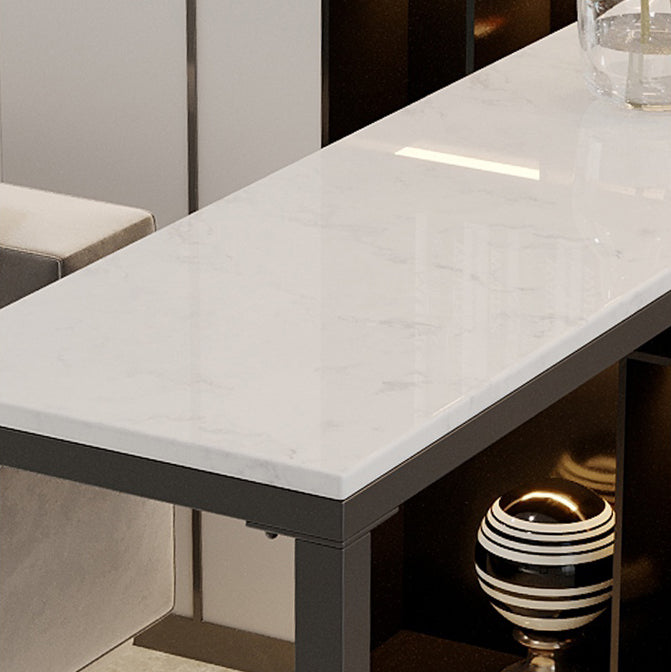 Industrial Black Iron Bar Table Marble Rectangle Top 41.3"H Bistro Table, Only Table Clearhalo 'Bar Furniture' 'Bar Tables' 'bar_tables' 'furn' 'furn_bar_tables' 'Furniture' 'furniture_bar_tables' 'Kitchen & Dining Furniture' 4416613