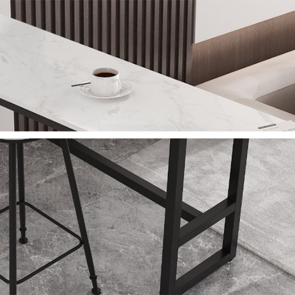 Industrial Black Iron Bar Table Marble Rectangle Top 41.3"H Bistro Table, Only Table Clearhalo 'Bar Furniture' 'Bar Tables' 'bar_tables' 'furn' 'furn_bar_tables' 'Furniture' 'furniture_bar_tables' 'Kitchen & Dining Furniture' 4416614