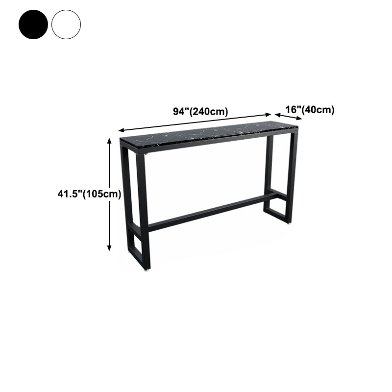 Industrial Black Iron Bar Table Marble Rectangle Top 41.3"H Bistro Table, Only Table Clearhalo 'Bar Furniture' 'Bar Tables' 'bar_tables' 'furn' 'furn_bar_tables' 'Furniture' 'furniture_bar_tables' 'Kitchen & Dining Furniture' 4416621