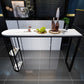 Industrial Black Iron Bar Table Faux Marble White Top 41.3"H Bistro Table with Storage 47.2"L x 15.7"W x 41.3"H Without Chairs Clearhalo 'Bar Furniture' 'Bar Tables' 'bar_tables' 'furn' 'furn_bar_tables' 'Furniture' 'furniture_bar_tables' 'Kitchen & Dining Furniture' 4416626