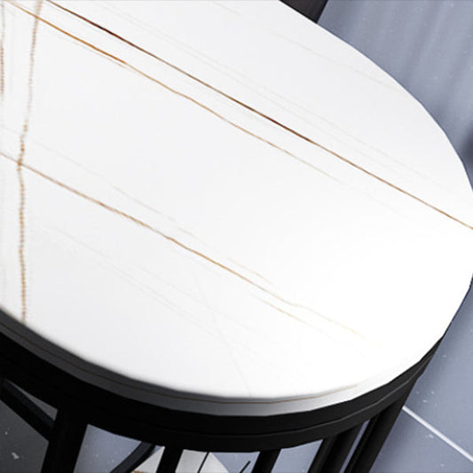 Industrial Black Iron Bar Table Faux Marble White Top 41.3"H Bistro Table with Storage Clearhalo 'Bar Furniture' 'Bar Tables' 'bar_tables' 'furn' 'furn_bar_tables' 'Furniture' 'furniture_bar_tables' 'Kitchen & Dining Furniture' 4416628