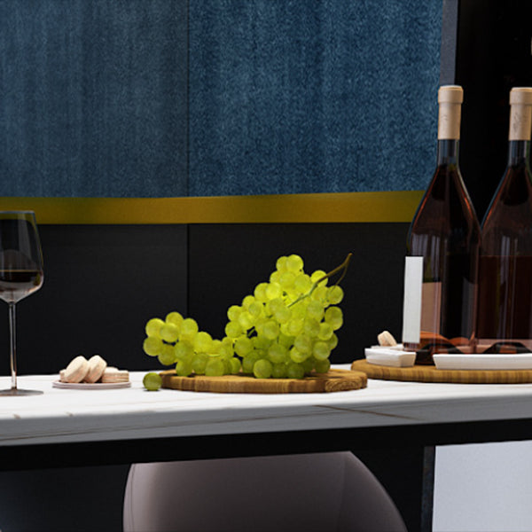 Industrial Black Iron Bar Table Faux Marble White Top 41.3"H Bistro Table with Storage Clearhalo 'Bar Furniture' 'Bar Tables' 'bar_tables' 'furn' 'furn_bar_tables' 'Furniture' 'furniture_bar_tables' 'Kitchen & Dining Furniture' 4416630