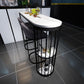 Industrial Black Iron Bar Table Faux Marble White Top 41.3"H Bistro Table with Storage Clearhalo 'Bar Furniture' 'Bar Tables' 'bar_tables' 'furn' 'furn_bar_tables' 'Furniture' 'furniture_bar_tables' 'Kitchen & Dining Furniture' 4416631
