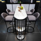 Industrial Black Iron Bar Table Faux Marble White Top 41.3"H Bistro Table with Storage Clearhalo 'Bar Furniture' 'Bar Tables' 'bar_tables' 'furn' 'furn_bar_tables' 'Furniture' 'furniture_bar_tables' 'Kitchen & Dining Furniture' 4416632