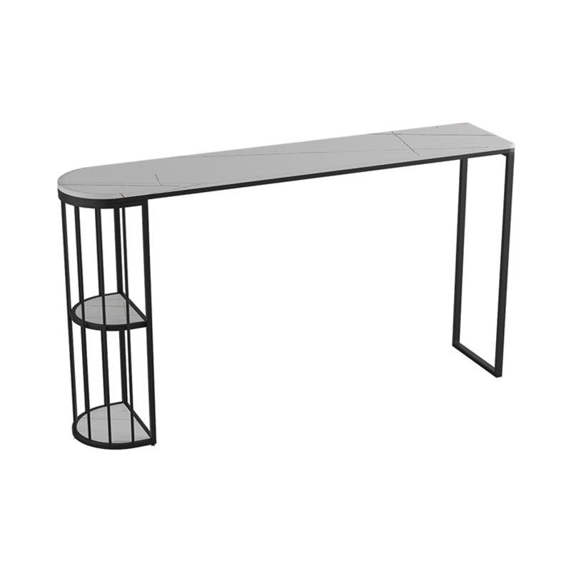 Industrial Black Iron Bar Table Marble White Top Specialty 41.3"H Bistro Table Without Chairs Clearhalo 'Bar Furniture' 'Bar Tables' 'bar_tables' 'furn' 'furn_bar_tables' 'Furniture' 'furniture_bar_tables' 'Kitchen & Dining Furniture' 4416642