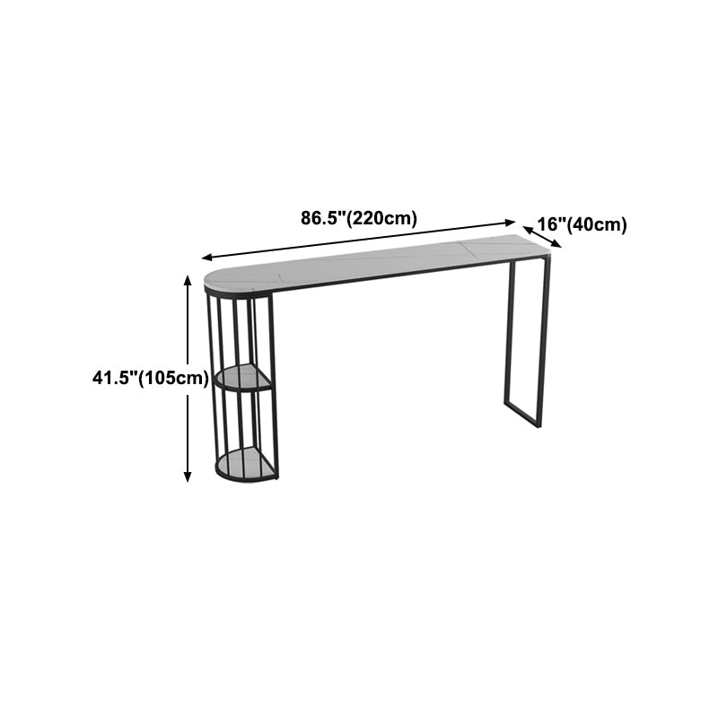 Industrial Black Iron Bar Table Marble White Top Specialty 41.3"H Bistro Table Clearhalo 'Bar Furniture' 'Bar Tables' 'bar_tables' 'furn' 'furn_bar_tables' 'Furniture' 'furniture_bar_tables' 'Kitchen & Dining Furniture' 4416649