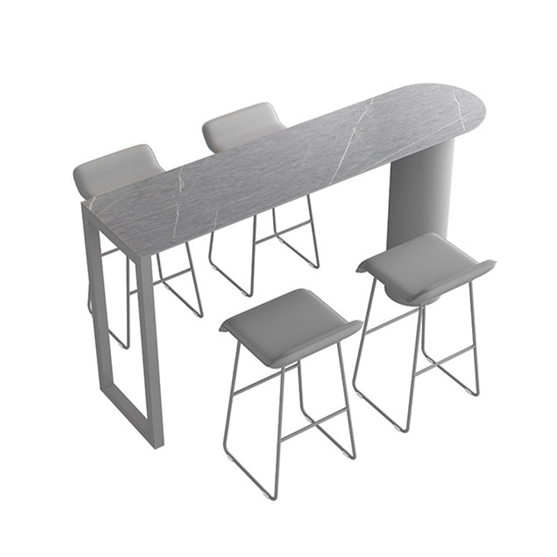 Double Pedestal Stone Bar Dining Table Indoor Modern Counter-height Pub Table Clearhalo 'Bar Furniture' 'Bar Tables' 'bar_tables' 'furn' 'furn_bar_tables' 'Furniture' 'furniture_bar_tables' 'Kitchen & Dining Furniture' 4416655