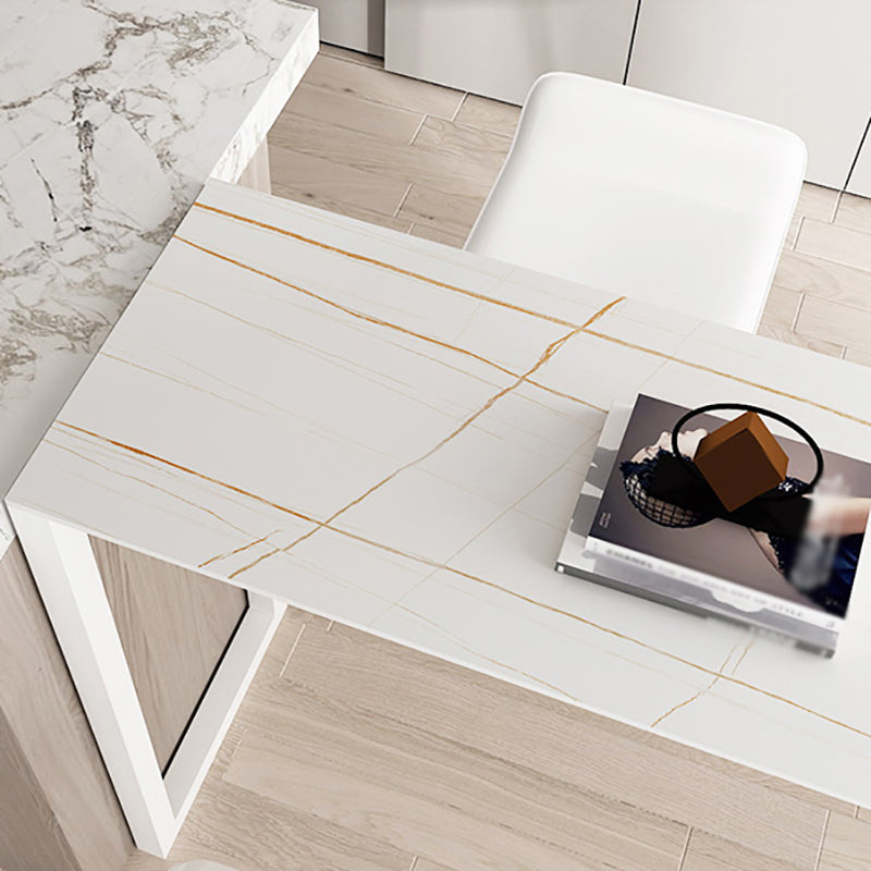 Double Pedestal Stone Bar Dining Table Indoor Modern Counter-height Pub Table Clearhalo 'Bar Furniture' 'Bar Tables' 'bar_tables' 'furn' 'furn_bar_tables' 'Furniture' 'furniture_bar_tables' 'Kitchen & Dining Furniture' 4416657