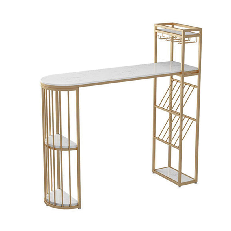 Glam Wine Rack Pub Height Dining Table Double Pedestal Cafe and Break-room Bar Table Clearhalo 'Bar Furniture' 'Bar Tables' 'bar_tables' 'furn' 'furn_bar_tables' 'Furniture' 'furniture_bar_tables' 'Kitchen & Dining Furniture' 4416670