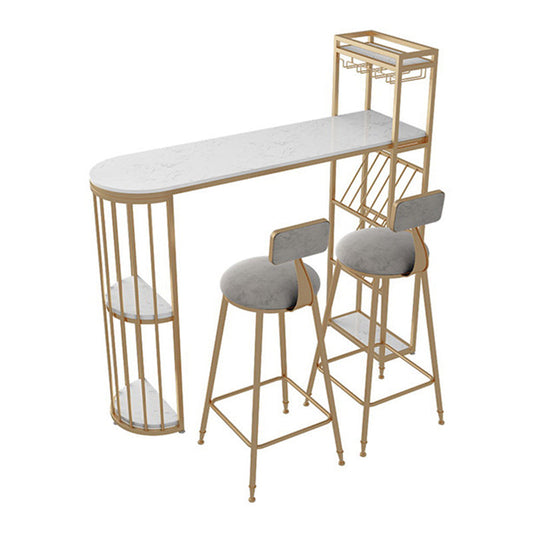 Glam Wine Rack Pub Height Dining Table Double Pedestal Cafe and Break-room Bar Table Clearhalo 'Bar Furniture' 'Bar Tables' 'bar_tables' 'furn' 'furn_bar_tables' 'Furniture' 'furniture_bar_tables' 'Kitchen & Dining Furniture' 4416671