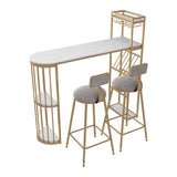 Glam Wine Rack Pub Height Dining Table Double Pedestal Cafe and Break-room Bar Table Clearhalo 'Bar Furniture' 'Bar Tables' 'bar_tables' 'furn' 'furn_bar_tables' 'Furniture' 'furniture_bar_tables' 'Kitchen & Dining Furniture' 4416671