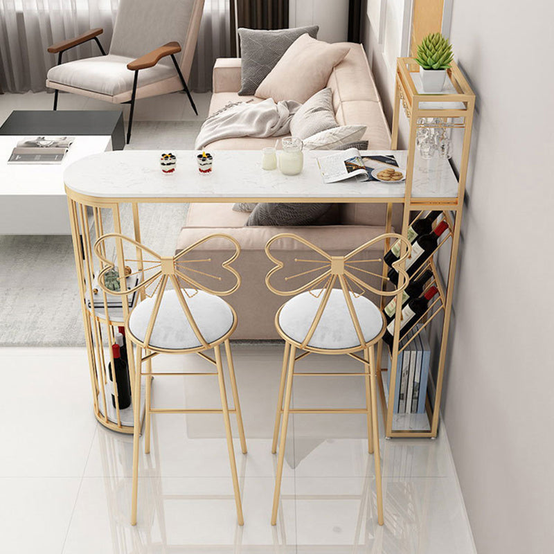 Glam Wine Rack Pub Height Dining Table Double Pedestal Cafe and Break-room Bar Table Clearhalo 'Bar Furniture' 'Bar Tables' 'bar_tables' 'furn' 'furn_bar_tables' 'Furniture' 'furniture_bar_tables' 'Kitchen & Dining Furniture' 4416676