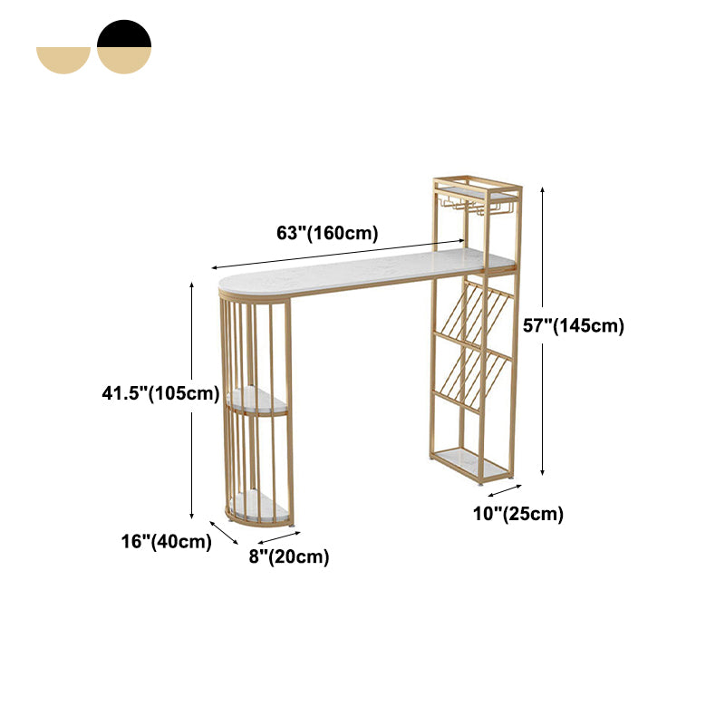 Glam Wine Rack Pub Height Dining Table Double Pedestal Cafe and Break-room Bar Table Clearhalo 'Bar Furniture' 'Bar Tables' 'bar_tables' 'furn' 'furn_bar_tables' 'Furniture' 'furniture_bar_tables' 'Kitchen & Dining Furniture' 4416679