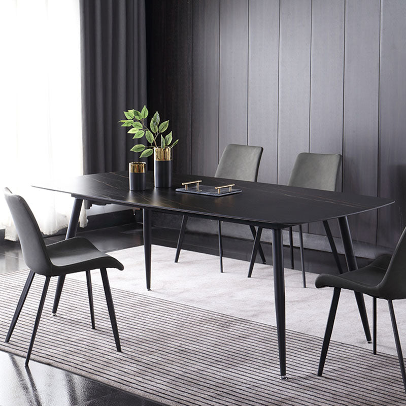 1/4/5/7 Pcs Metal Modern Dining Room Set with Rectangle Metal Base Table Dining Set 5 Pieces: Table, 4 Grey Chairs Clearhalo 'Dining Room Sets' 'Dining Tables & Seating' 'dining_room_set' 'furn' 'furn_dining_room_set' 'Furniture' 'furniture_dining_room_set' 'Kitchen & Dining Furniture' 'kitchen&dining_furn' 'kitchen' 4417956