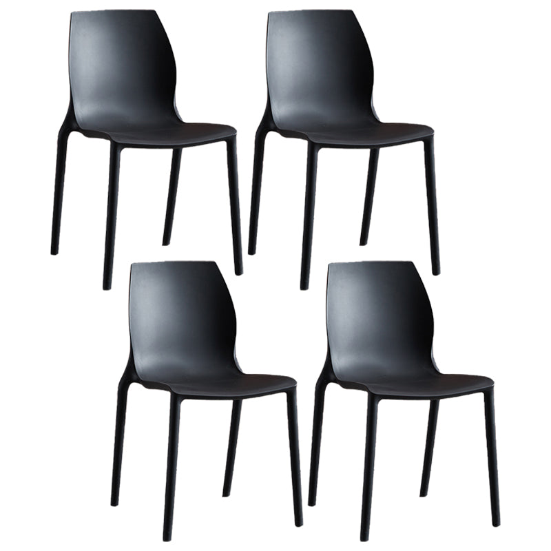 Modern Plastic Indoor-Outdoor Dining Chairs Solid Back Side Chair Black Set of 4 Clearhalo ' kitchen&dining_furn' 'Dining Chairs' 'Dining Tables & Seating' 'dining_chair' 'Furniture' 'furniture_dining_chair' 'Kitchen & Dining Furniture' 'kitchen' 4421235