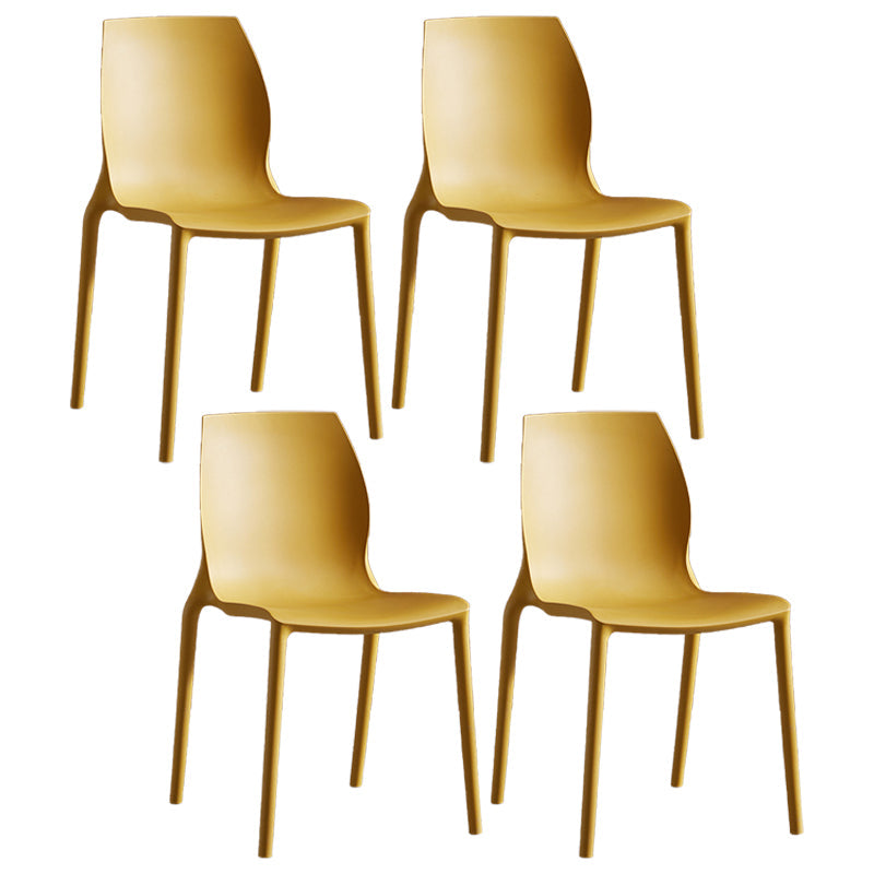 Modern Plastic Indoor-Outdoor Dining Chairs Solid Back Side Chair Yellow Set of 4 Clearhalo ' kitchen&dining_furn' 'Dining Chairs' 'Dining Tables & Seating' 'dining_chair' 'Furniture' 'furniture_dining_chair' 'Kitchen & Dining Furniture' 'kitchen' 4421246