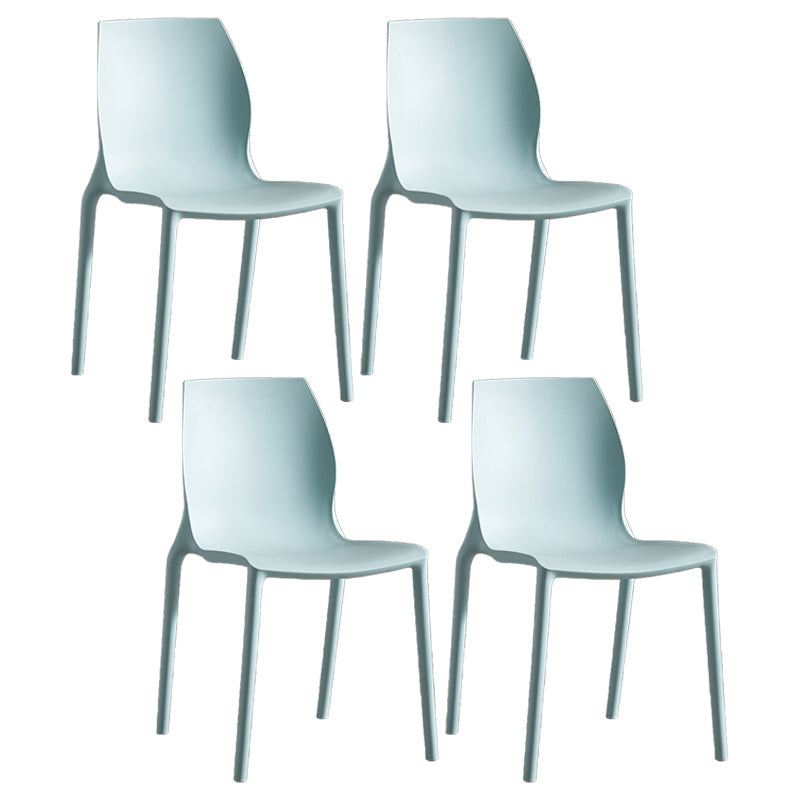 Modern Plastic Indoor-Outdoor Dining Chairs Solid Back Side Chair Light Blue Set of 4 Clearhalo ' kitchen&dining_furn' 'Dining Chairs' 'Dining Tables & Seating' 'dining_chair' 'Furniture' 'furniture_dining_chair' 'Kitchen & Dining Furniture' 'kitchen' 4421254
