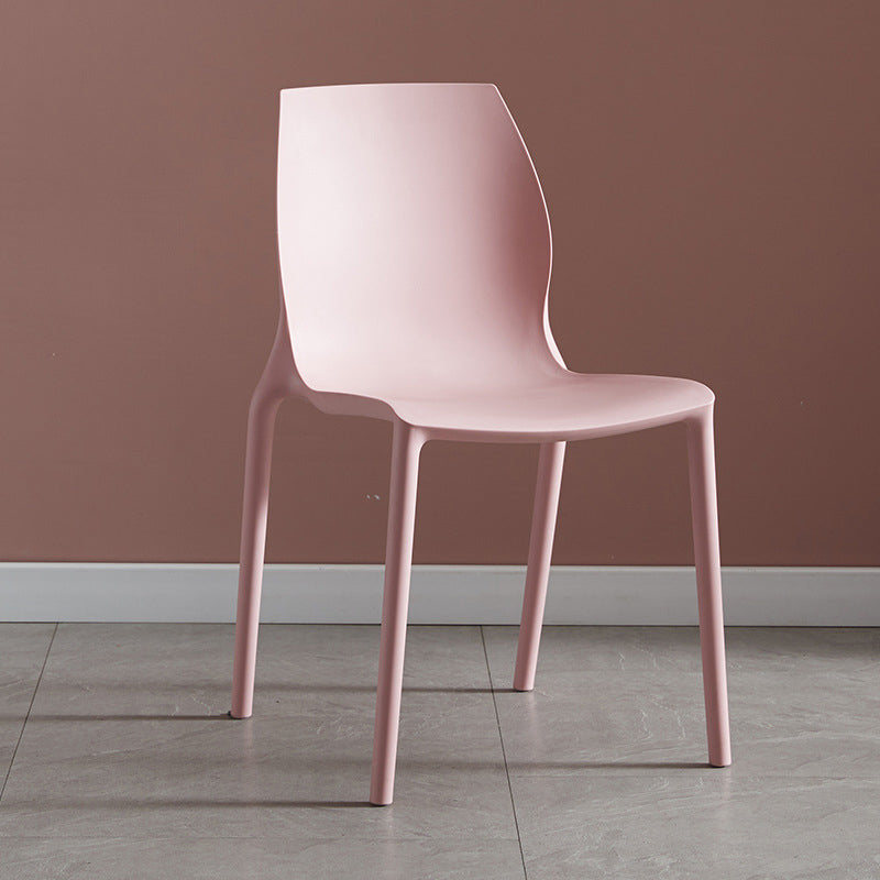 Modern Plastic Indoor-Outdoor Dining Chairs Solid Back Side Chair Pinkish Red 1 Piece Clearhalo ' kitchen&dining_furn' 'Dining Chairs' 'Dining Tables & Seating' 'dining_chair' 'Furniture' 'furniture_dining_chair' 'Kitchen & Dining Furniture' 'kitchen' 4421258