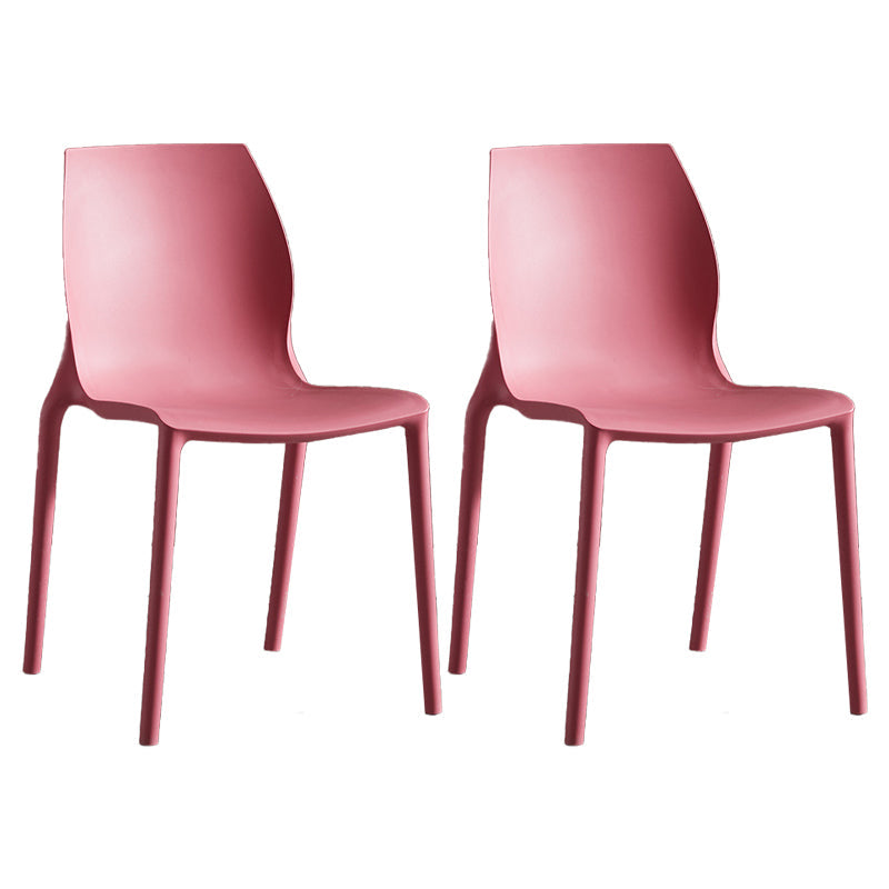 Modern Plastic Indoor-Outdoor Dining Chairs Solid Back Side Chair Crimson Set of 2 Clearhalo ' kitchen&dining_furn' 'Dining Chairs' 'Dining Tables & Seating' 'dining_chair' 'Furniture' 'furniture_dining_chair' 'Kitchen & Dining Furniture' 'kitchen' 4421262