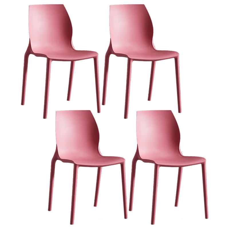 Modern Plastic Indoor-Outdoor Dining Chairs Solid Back Side Chair Crimson Set of 4 Clearhalo ' kitchen&dining_furn' 'Dining Chairs' 'Dining Tables & Seating' 'dining_chair' 'Furniture' 'furniture_dining_chair' 'Kitchen & Dining Furniture' 'kitchen' 4421263