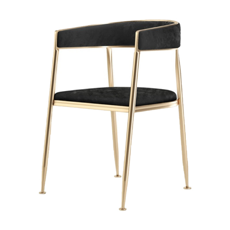 Glam Metal Dining Room Chairs Open Back Upholstered Arm Chair Black Fabric 1 Piece Clearhalo ' kitchen&dining_furn' 'Dining Chairs' 'Dining Tables & Seating' 'dining_chair' 'furn' 'furn_dining_chair' 'Furniture' 'furniture_dining_chair' 'Kitchen & Dining Furniture' 'kitchen' 4421266