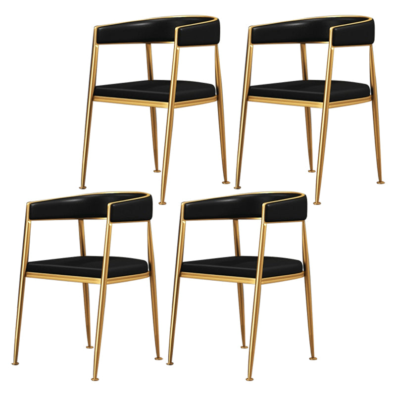 Glam Metal Dining Room Chairs Open Back Upholstered Arm Chair Black Leather 4 Piece Set Clearhalo ' kitchen&dining_furn' 'Dining Chairs' 'Dining Tables & Seating' 'dining_chair' 'furn' 'furn_dining_chair' 'Furniture' 'furniture_dining_chair' 'Kitchen & Dining Furniture' 'kitchen' 4421275