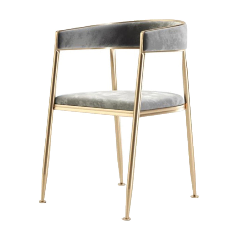 Glam Metal Dining Room Chairs Open Back Upholstered Arm Chair Grey Fabric 1 Piece Clearhalo ' kitchen&dining_furn' 'Dining Chairs' 'Dining Tables & Seating' 'dining_chair' 'furn' 'furn_dining_chair' 'Furniture' 'furniture_dining_chair' 'Kitchen & Dining Furniture' 'kitchen' 4421277
