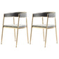 Glam Metal Dining Room Chairs Open Back Upholstered Arm Chair Grey Fabric 2 Piece Set Clearhalo ' kitchen&dining_furn' 'Dining Chairs' 'Dining Tables & Seating' 'dining_chair' 'furn' 'furn_dining_chair' 'Furniture' 'furniture_dining_chair' 'Kitchen & Dining Furniture' 'kitchen' 4421280