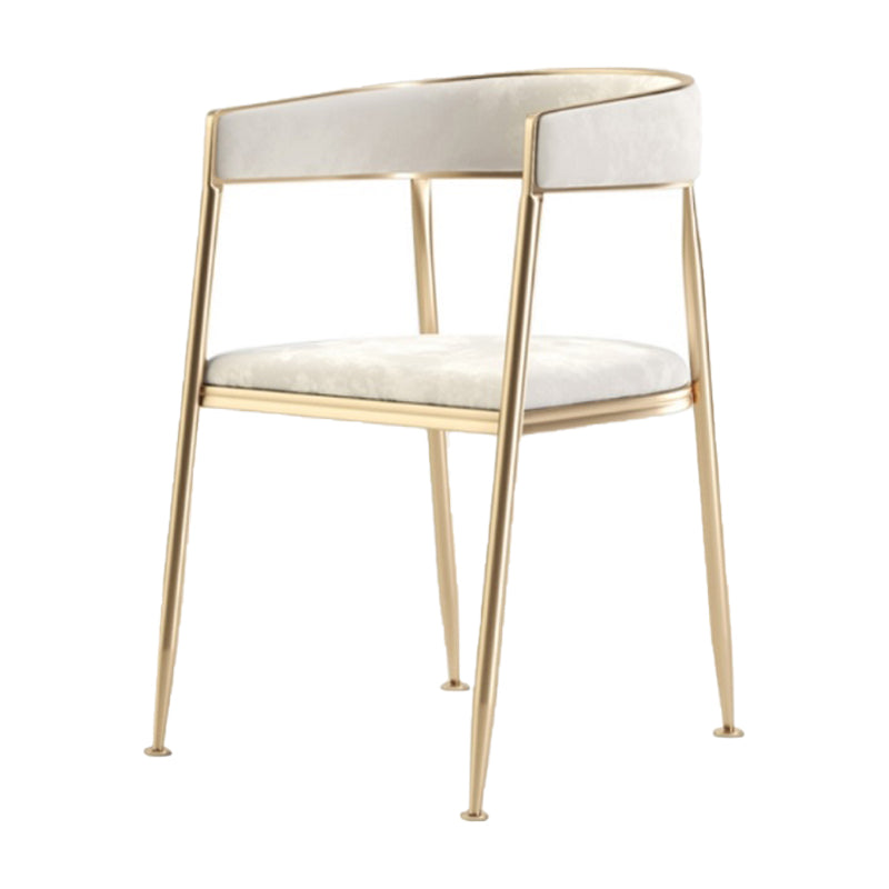 Glam Metal Dining Room Chairs Open Back Upholstered Arm Chair White Fabric 1 Piece Clearhalo ' kitchen&dining_furn' 'Dining Chairs' 'Dining Tables & Seating' 'dining_chair' 'furn' 'furn_dining_chair' 'Furniture' 'furniture_dining_chair' 'Kitchen & Dining Furniture' 'kitchen' 4421286