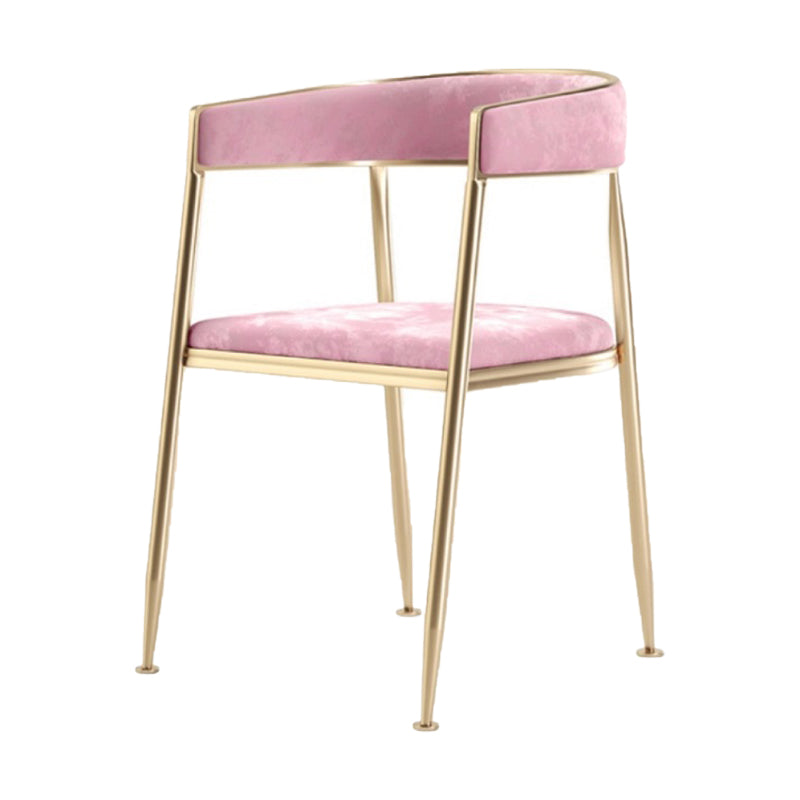 Glam Metal Dining Room Chairs Open Back Upholstered Arm Chair Pink Fabric 1 Piece Clearhalo ' kitchen&dining_furn' 'Dining Chairs' 'Dining Tables & Seating' 'dining_chair' 'furn' 'furn_dining_chair' 'Furniture' 'furniture_dining_chair' 'Kitchen & Dining Furniture' 'kitchen' 4421292