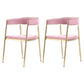 Glam Metal Dining Room Chairs Open Back Upholstered Arm Chair Pink Fabric 2 Piece Set Clearhalo ' kitchen&dining_furn' 'Dining Chairs' 'Dining Tables & Seating' 'dining_chair' 'furn' 'furn_dining_chair' 'Furniture' 'furniture_dining_chair' 'Kitchen & Dining Furniture' 'kitchen' 4421293