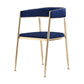 Glam Metal Dining Room Chairs Open Back Upholstered Arm Chair Blue Fabric 1 Piece Clearhalo ' kitchen&dining_furn' 'Dining Chairs' 'Dining Tables & Seating' 'dining_chair' 'furn' 'furn_dining_chair' 'Furniture' 'furniture_dining_chair' 'Kitchen & Dining Furniture' 'kitchen' 4421298