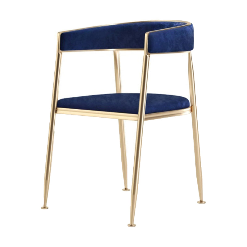 Glam Metal Dining Room Chairs Open Back Upholstered Arm Chair Blue Fabric 1 Piece Clearhalo ' kitchen&dining_furn' 'Dining Chairs' 'Dining Tables & Seating' 'dining_chair' 'furn' 'furn_dining_chair' 'Furniture' 'furniture_dining_chair' 'Kitchen & Dining Furniture' 'kitchen' 4421298