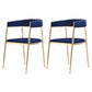 Glam Metal Dining Room Chairs Open Back Upholstered Arm Chair Blue Fabric 2 Piece Set Clearhalo ' kitchen&dining_furn' 'Dining Chairs' 'Dining Tables & Seating' 'dining_chair' 'furn' 'furn_dining_chair' 'Furniture' 'furniture_dining_chair' 'Kitchen & Dining Furniture' 'kitchen' 4421299