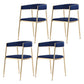 Glam Metal Dining Room Chairs Open Back Upholstered Arm Chair Blue Fabric 4 Piece Set Clearhalo ' kitchen&dining_furn' 'Dining Chairs' 'Dining Tables & Seating' 'dining_chair' 'furn' 'furn_dining_chair' 'Furniture' 'furniture_dining_chair' 'Kitchen & Dining Furniture' 'kitchen' 4421300