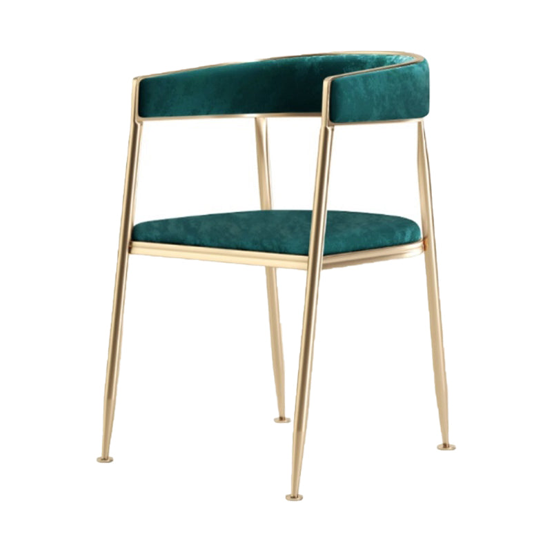Glam Metal Dining Room Chairs Open Back Upholstered Arm Chair Green Fabric 1 Piece Clearhalo ' kitchen&dining_furn' 'Dining Chairs' 'Dining Tables & Seating' 'dining_chair' 'furn' 'furn_dining_chair' 'Furniture' 'furniture_dining_chair' 'Kitchen & Dining Furniture' 'kitchen' 4421301