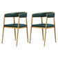 Glam Metal Dining Room Chairs Open Back Upholstered Arm Chair Green Leather 2 Piece Set Clearhalo ' kitchen&dining_furn' 'Dining Chairs' 'Dining Tables & Seating' 'dining_chair' 'furn' 'furn_dining_chair' 'Furniture' 'furniture_dining_chair' 'Kitchen & Dining Furniture' 'kitchen' 4421305