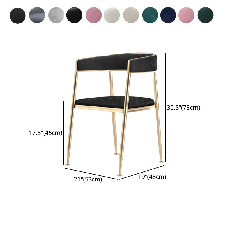 Glam Metal Dining Room Chairs Open Back Upholstered Arm Chair Clearhalo ' kitchen&dining_furn' 'Dining Chairs' 'Dining Tables & Seating' 'dining_chair' 'furn' 'furn_dining_chair' 'Furniture' 'furniture_dining_chair' 'Kitchen & Dining Furniture' 'kitchen' 4421307