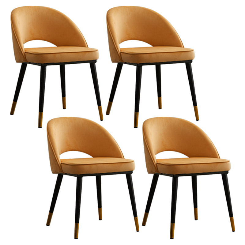 Contemporary Indoor Dining Chair Open Back Side Chair for Brasserie Orange-Red 4 Piece Set Clearhalo ' kitchen&dining_furn' 'Dining Chairs' 'Dining Tables & Seating' 'dining_chair' 'furn' 'furn_dining_chair' 'Furniture' 'furniture_dining_chair' 'Kitchen & Dining Furniture' 'kitchen' 4421340