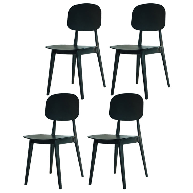 Modern Plastic Side Chair Indoor-Outdoor Open Back Dining Armless Chairs Black 4 Piece Set Clearhalo ' kitchen&dining_furn' 'Dining Chairs' 'Dining Tables & Seating' 'dining_chair' 'furn' 'furn_dining_chair' 'Furniture' 'furniture_dining_chair' 'Kitchen & Dining Furniture' 'kitchen' 4421352