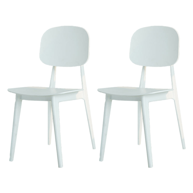 Modern Plastic Side Chair Indoor-Outdoor Open Back Dining Armless Chairs White 2 Piece Set Clearhalo ' kitchen&dining_furn' 'Dining Chairs' 'Dining Tables & Seating' 'dining_chair' 'furn' 'furn_dining_chair' 'Furniture' 'furniture_dining_chair' 'Kitchen & Dining Furniture' 'kitchen' 4421362