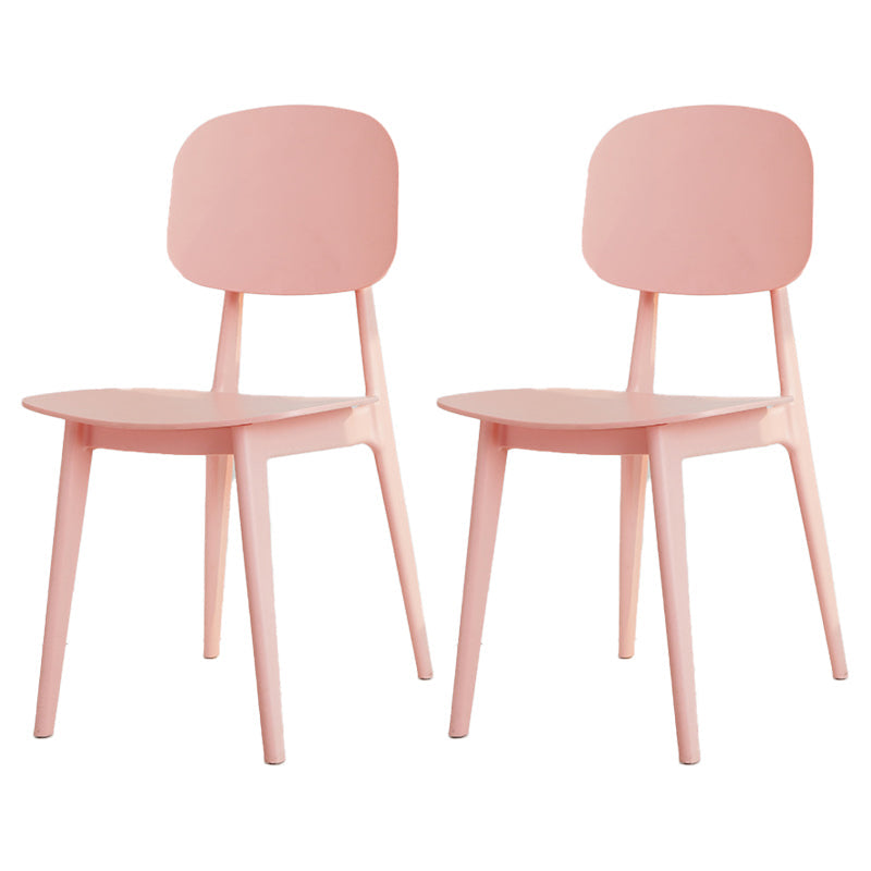 Modern Plastic Side Chair Indoor-Outdoor Open Back Dining Armless Chairs Pink 2 Piece Set Clearhalo ' kitchen&dining_furn' 'Dining Chairs' 'Dining Tables & Seating' 'dining_chair' 'furn' 'furn_dining_chair' 'Furniture' 'furniture_dining_chair' 'Kitchen & Dining Furniture' 'kitchen' 4421369