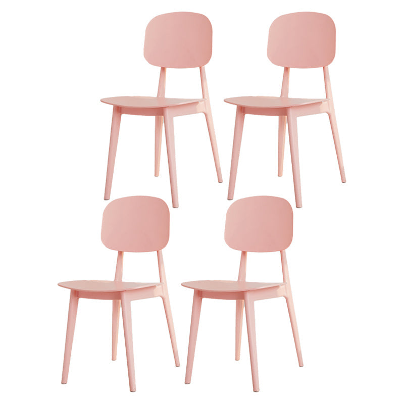 Modern Plastic Side Chair Indoor-Outdoor Open Back Dining Armless Chairs Pink 4 Piece Set Clearhalo ' kitchen&dining_furn' 'Dining Chairs' 'Dining Tables & Seating' 'dining_chair' 'furn' 'furn_dining_chair' 'Furniture' 'furniture_dining_chair' 'Kitchen & Dining Furniture' 'kitchen' 4421370