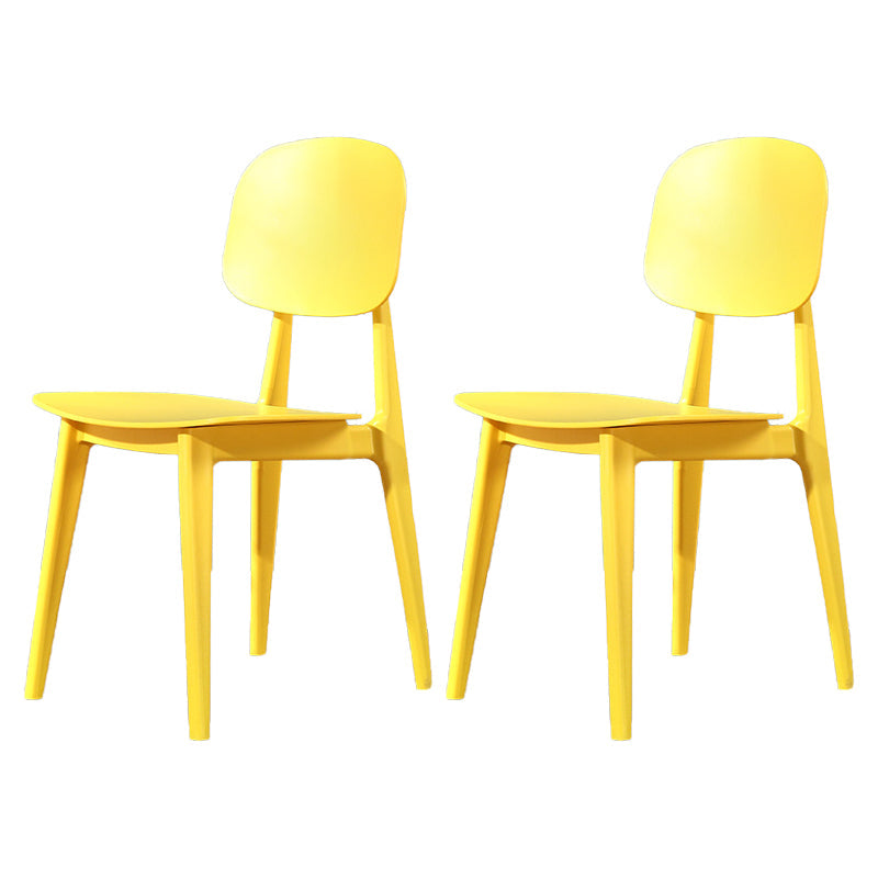 Modern Plastic Side Chair Indoor-Outdoor Open Back Dining Armless Chairs Fluorescent Yellow 2 Piece Set Clearhalo ' kitchen&dining_furn' 'Dining Chairs' 'Dining Tables & Seating' 'dining_chair' 'furn' 'furn_dining_chair' 'Furniture' 'furniture_dining_chair' 'Kitchen & Dining Furniture' 'kitchen' 4421377